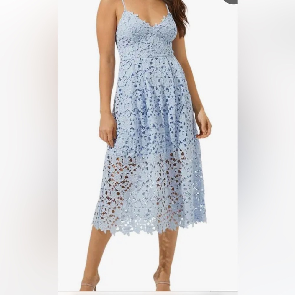 Astr Blue Embellished Midi dress
